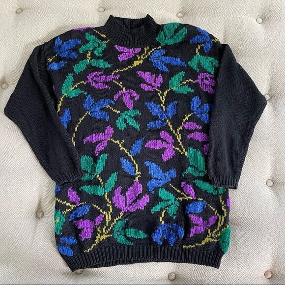 Vintage Chaus Petite Mock Neck Bold Knit Sweater M - Picture 1 of 7